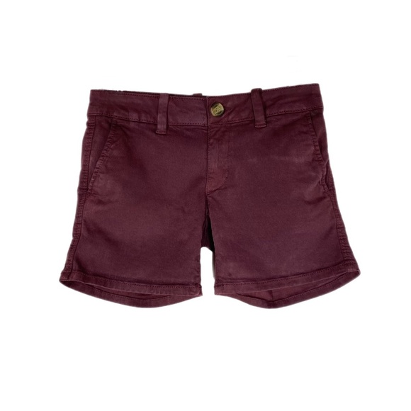 American Eagle Maroon Midi AEO Twill Shorts - Picture 1 of 6